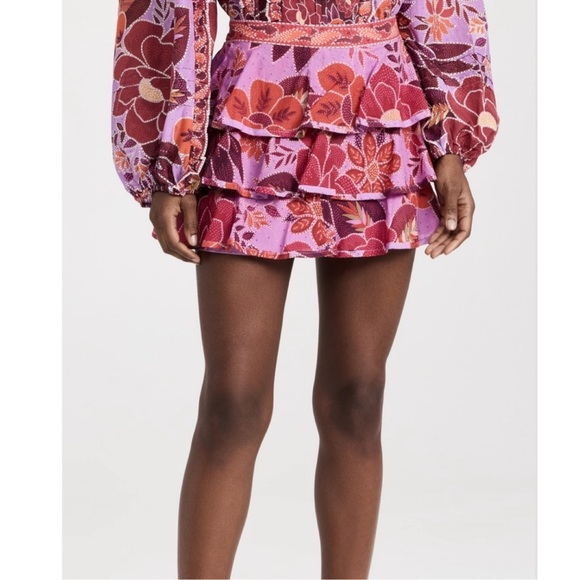 FARM Rio tiered floral mini skirt size XS - Picture 8 of 12